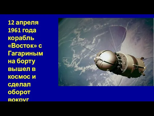 12 апреля 1961 года корабль «Восток» с Гагариным на борту