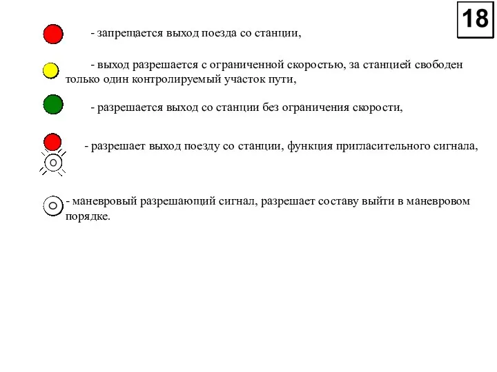 - запрещается выход поезда со станции, - выход разрешается с