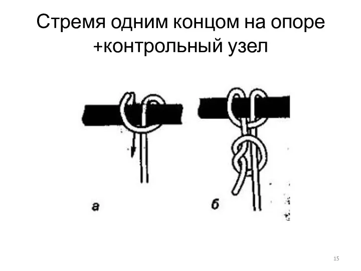 Стремя одним концом на опоре +контрольный узел