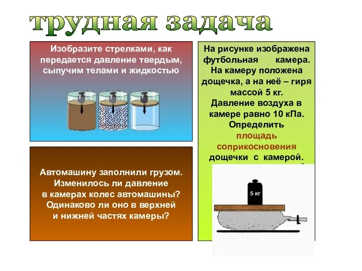 На рисунке изображена футбольная камера. На камеру положена дощечка, а на неё –