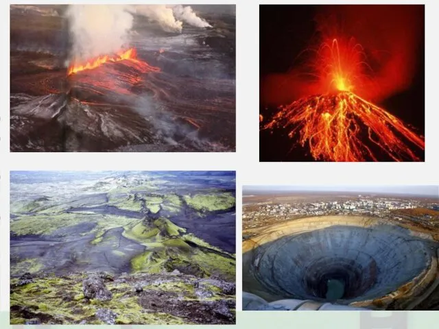 Эндогенные магматические эффузивные процессы - вулканизм Типы вулканизма и вулканов: Площадной – в