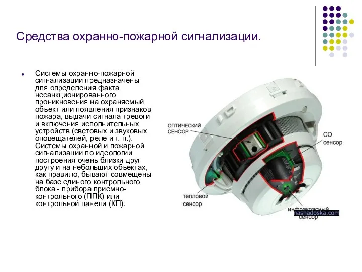 Средства охранно-пожарной сигнализации. Системы охранно-пожарной сигнализации предназначены для определения факта