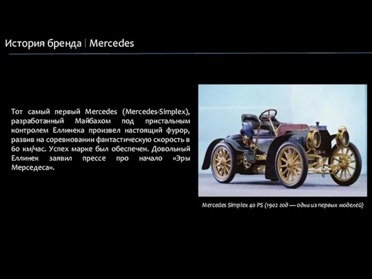 История бренда Mercedes Mercedes Simplex 40 PS (1902 год — одна из первых