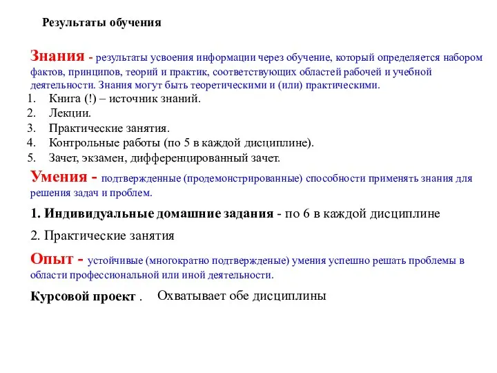 Опыт - устойчивые (многократно подтвержденые) умения успешно решать проблемы в