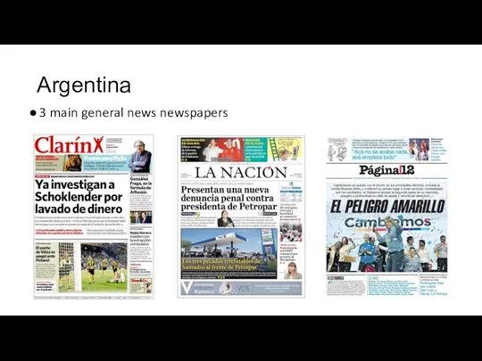 Argentina 3 main general news newspapers