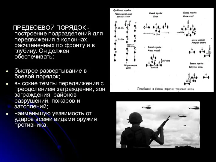 ПРЕДБОЕВОЙ ПОРЯДОК - построение подразделений для передвижения в колоннах, расчлененных