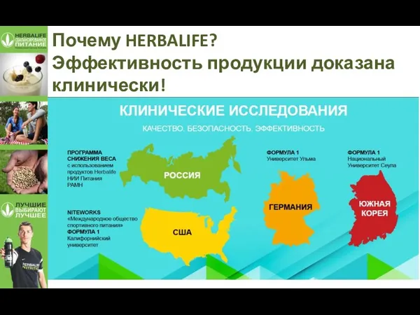 Почему HERBALIFE? Эффективность продукции доказана клинически!