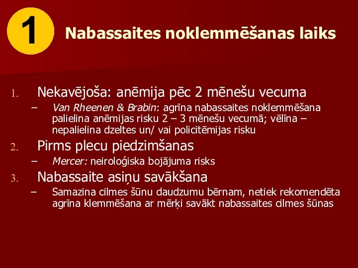 Nekavējoša: anēmija pēc 2 mēnešu vecuma Van Rheenen & Brabin: