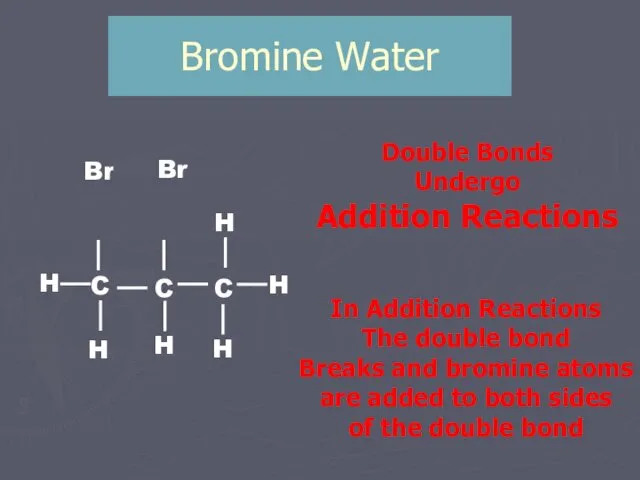 Bromine Water Br Br Double Bonds Undergo Addition Reactions In