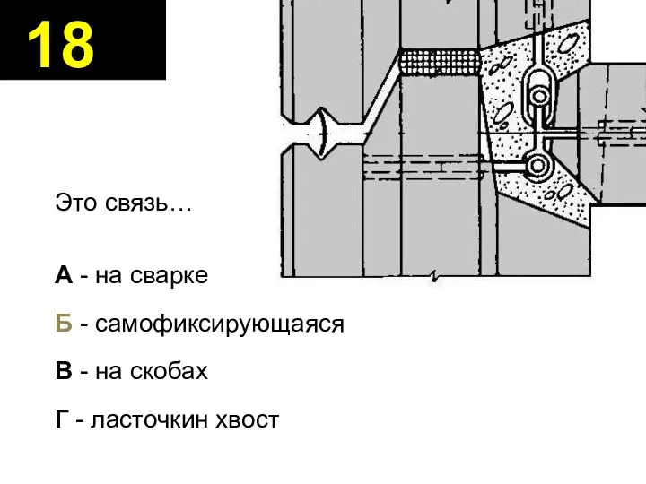 18 Это связь… А - на сварке Б - самофиксирующаяся