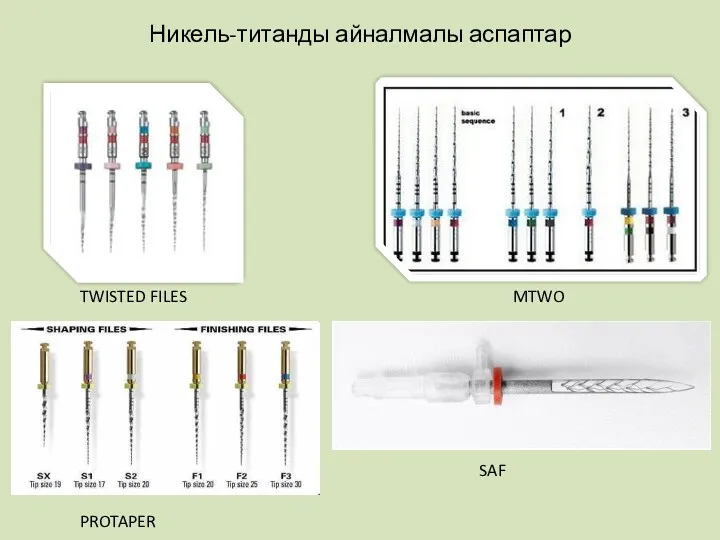 Никель-титанды айналмалы аспаптар TWISTED FILES MTWO PROTAPER SAF