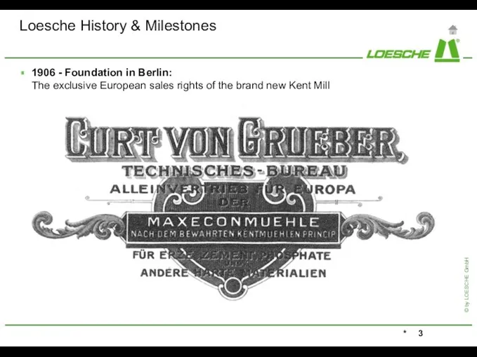 Loesche History & Milestones 1906 - Foundation in Berlin: The