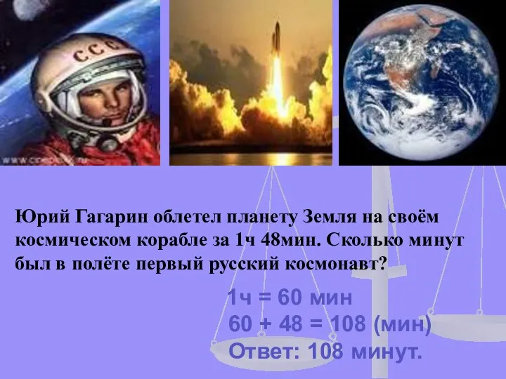 Юрий Гагарин облетел планету Земля на своём космическом корабле за