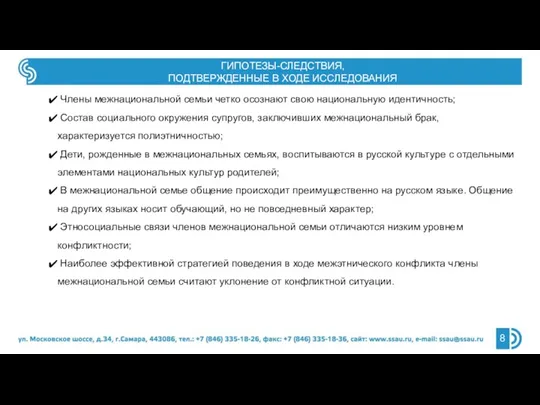 ГИПОТЕЗЫ-СЛЕДСТВИЯ, ПОДТВЕРЖДЕННЫЕ В ХОДЕ ИССЛЕДОВАНИЯ Члены межнациональной семьи четко осознают