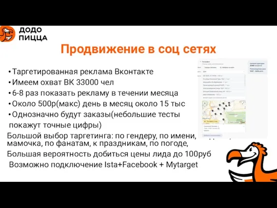 Продвижение в соц сетях Таргетированная реклама Вконтакте Имеем охват ВК 33000 чел 6-8