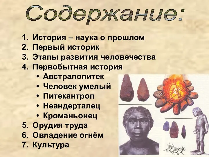 Содержание: История – наука о прошлом Первый историк Этапы развития