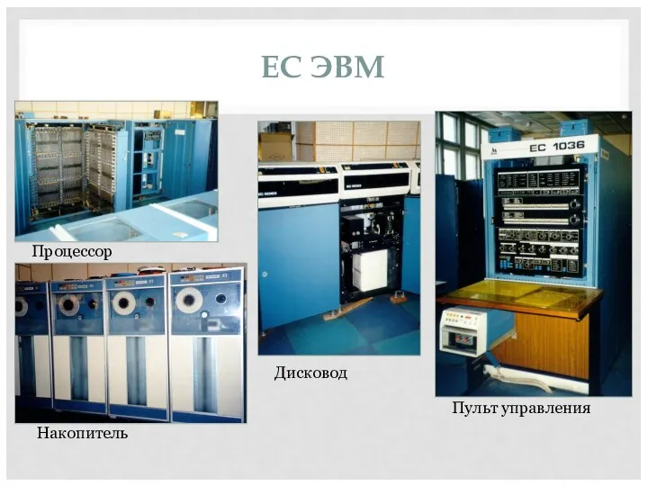 ЕС ЭВМ Процессор Пульт управления Накопитель Дисковод