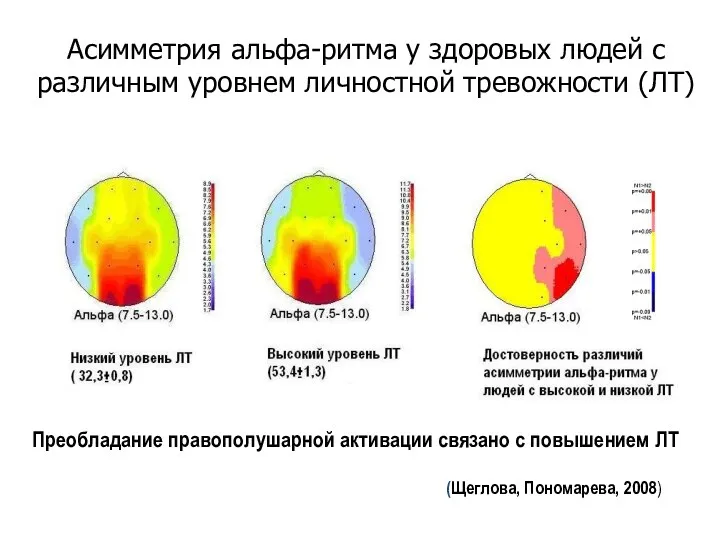 Асимметрия альфа-ритма у здоровых людей с различным уровнем личностной тревожности