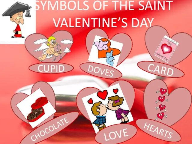 SYMBOLS OF THE SAINT VALENTINE’S DAY CUPID DOVES CHOCOLATE CARD HEARTS LOVE