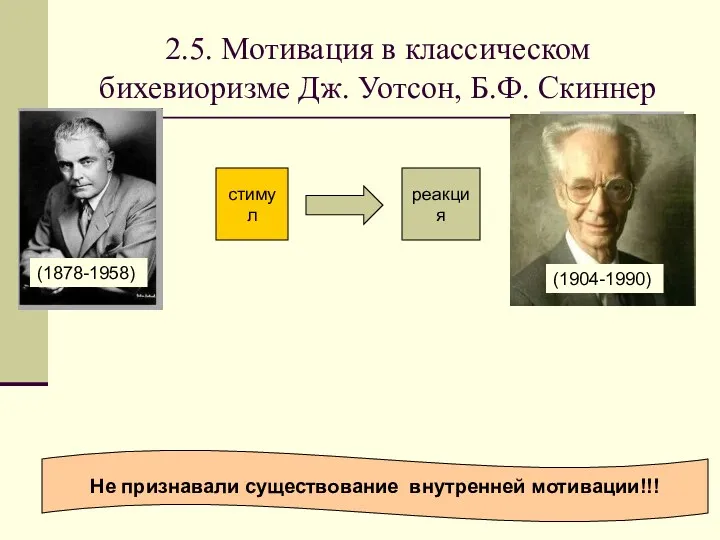 2.5. Мотивация в классическом бихевиоризме Дж. Уотсон, Б.Ф. Скиннер (1904-1990)