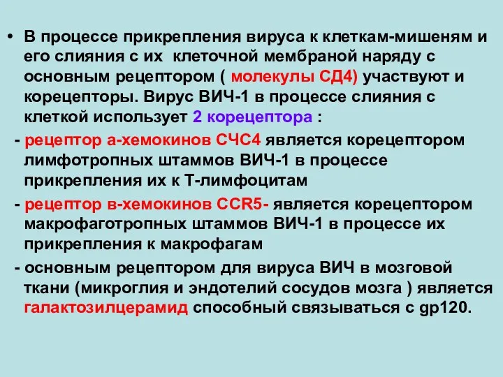 В процессе прикрепления вируса к клеткам-мишеням и его слияния с