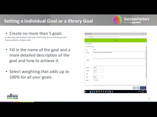 Setting a individual Goal or a library Goal Create no