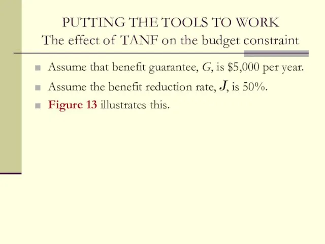 PUTTING THE TOOLS TO WORK The effect of TANF on the budget constraint