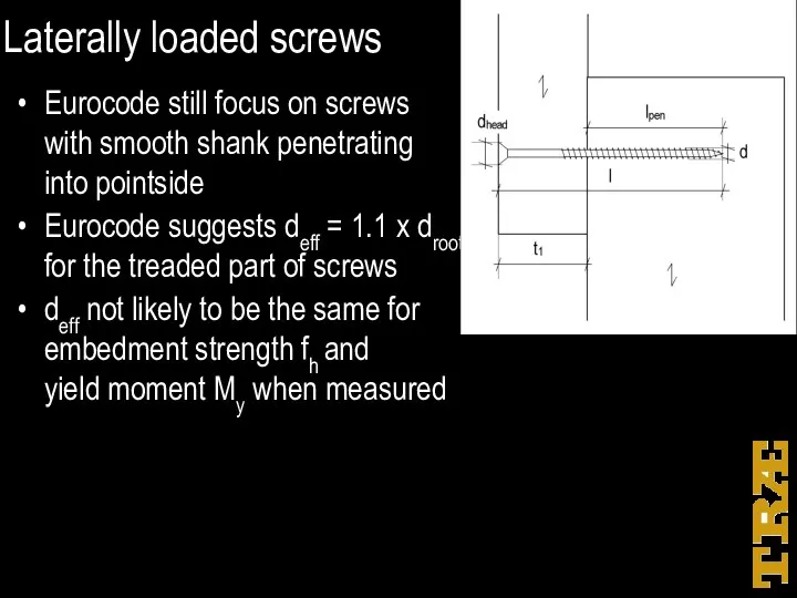 Laterally loaded screws Eurocode still focus on screws with smooth