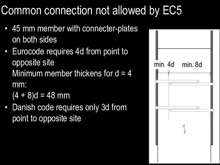Common connection not allowed by EC5 45 mm member with