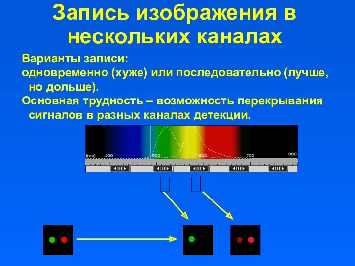 Запись изображения в нескольких каналах Варианты записи: одновременно (хуже) или