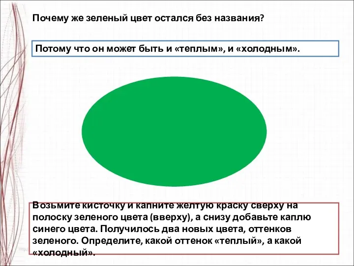 Возьмите кисточку и капните желтую краску сверху на полоску зеленого