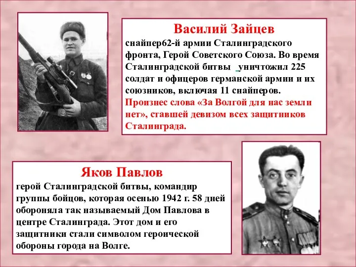 Василий Зайцев снайпер62-й армии Сталинградского фронта, Герой Советского Союза. Во время Сталинградской битвы