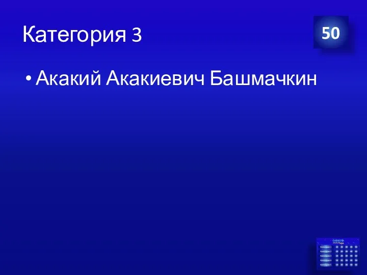 Категория 3 Акакий Акакиевич Башмачкин 50