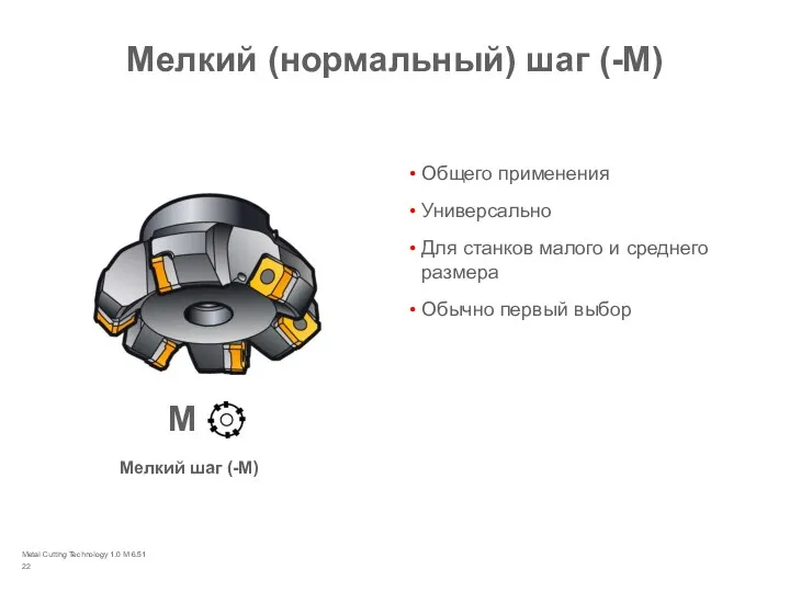 Metal Cutting Technology 1.0 M 6.51 Мелкий (нормальный) шаг (-M) Общего применения Универсально