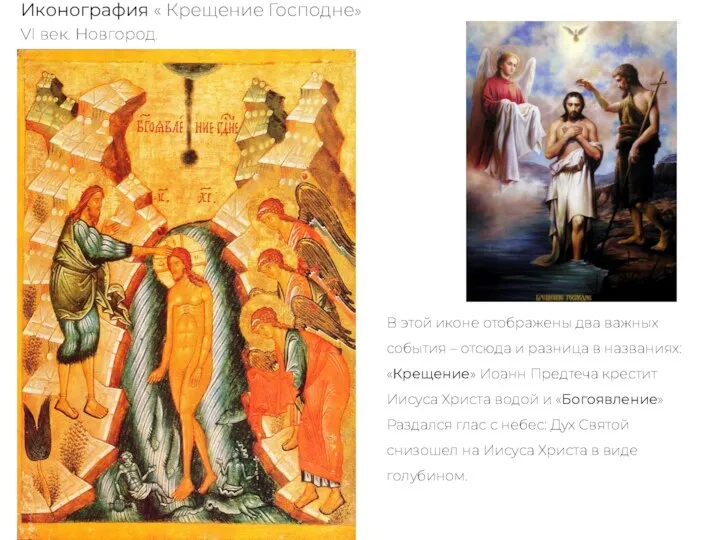 Иконография « Крещение Господне» VI век. Новгород. В этой иконе