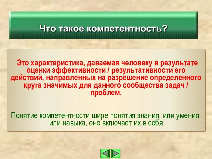 Это характеристика, даваемая человеку в результате оценки эффективности / результативности