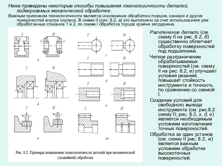 Ниже приведены некоторые способы повышения технологичности деталей, подвергаемых механической обработке.