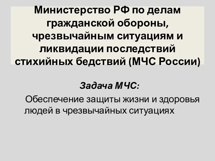 Министерство РФ по делам гражданской обороны, чрезвычайным ситуациям и ликвидации