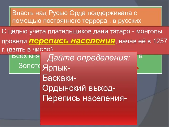 Батый и его преемники власть на Руси осуществляли не сами