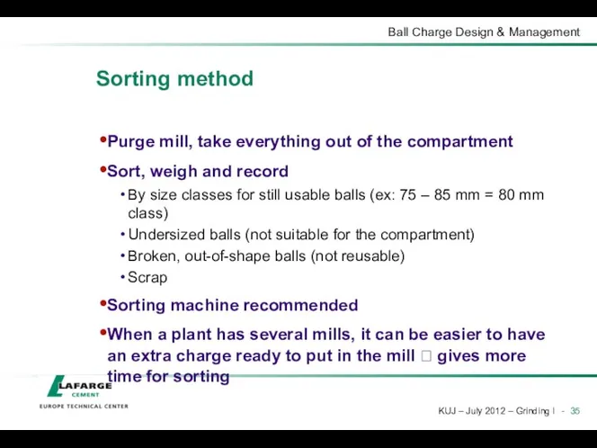 Sorting method Purge mill, take everything out of the compartment