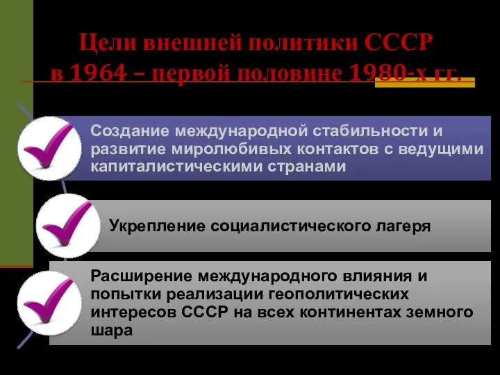 Цели внешней политики СССР в 1964 – первой половине 1980-х гг.