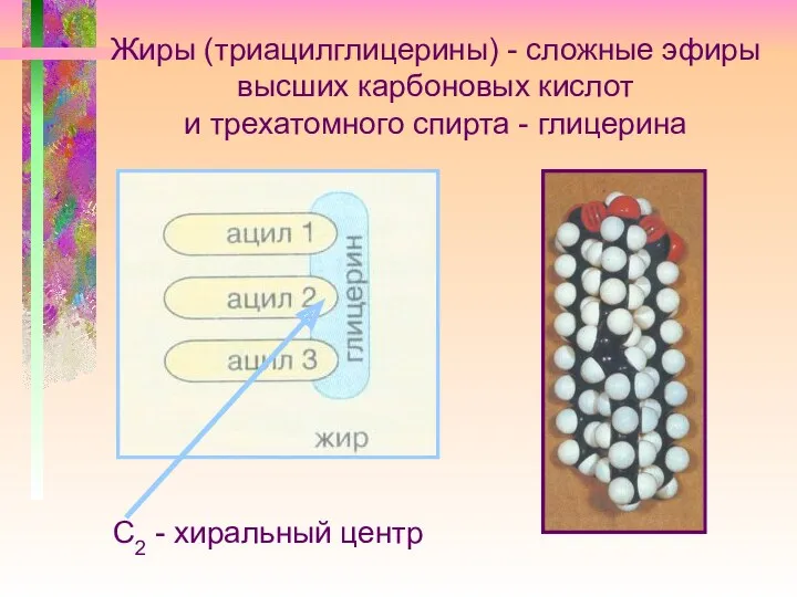 Жиры (триацилглицерины) - сложные эфиры высших карбоновых кислот и трехатомного