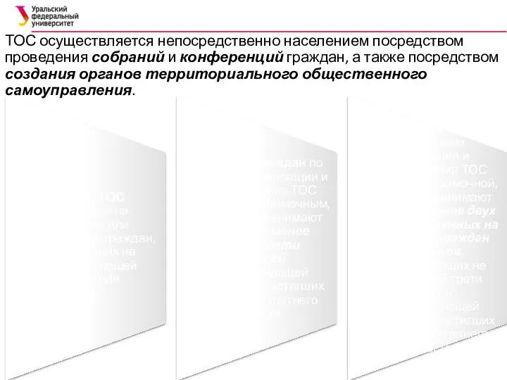 ТОС осуществляется непосредственно населением посредством проведения собраний и конференций граждан,