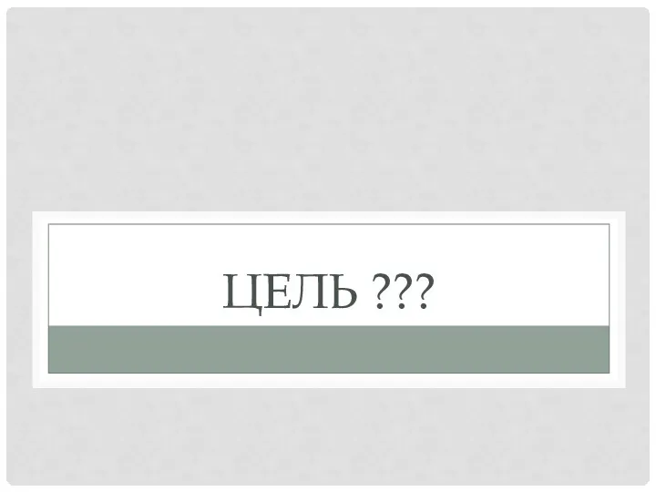 ЦЕЛЬ ???