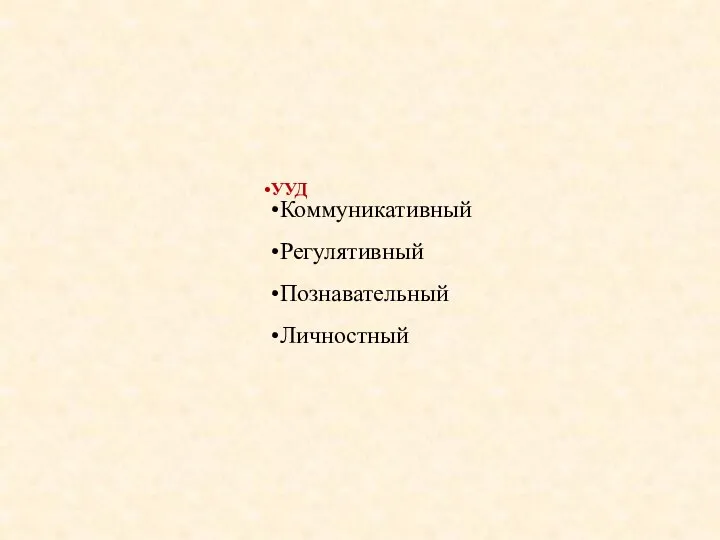 УУД Коммуникативный Регулятивный Познавательный Личностный