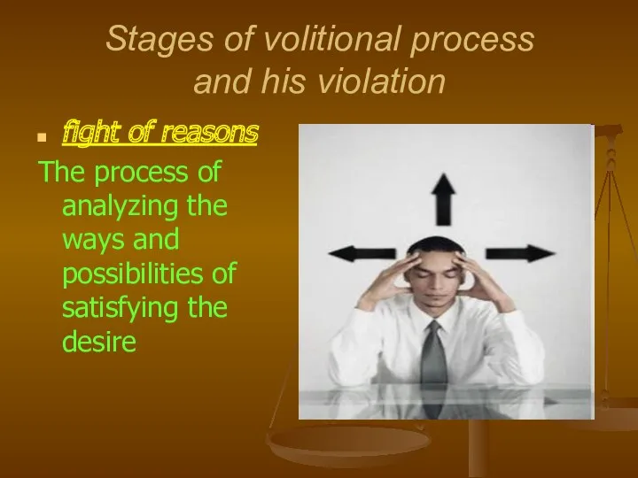 Stages of volitional process and his violation fight of reasons