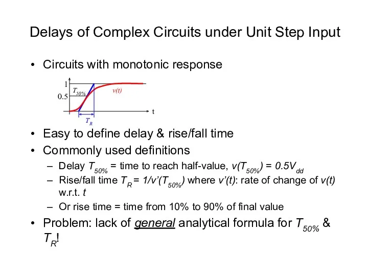 Delays of Complex Circuits under Unit Step Input Circuits with monotonic response Easy