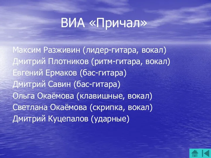 ВИА «Причал» Максим Разживин (лидер-гитара, вокал) Дмитрий Плотников (ритм-гитара, вокал)