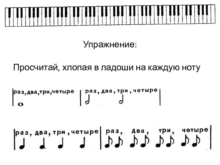 Упражнение: Просчитай, хлопая в ладоши на каждую ноту