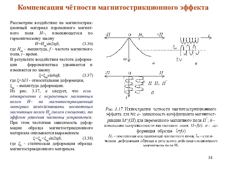 Компенсация чётности магнитострикционного эффекта Рассмотрим воздействие на магнитострик- ционный материал